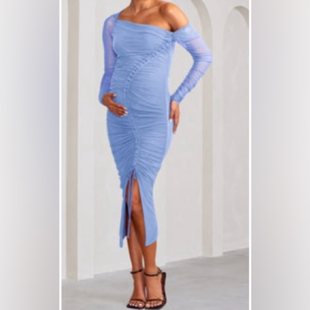 Club L London Off-Shoulder Blue Dress